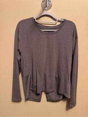 Athleta Long Sleeve Crewneck Top - Taupe Gray
